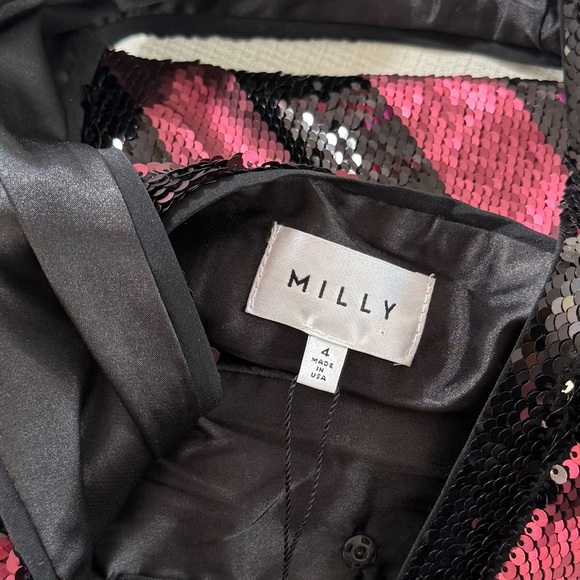 Milly Black and Maroon Striped Sequin Mini Dress - Picture 11 of 11